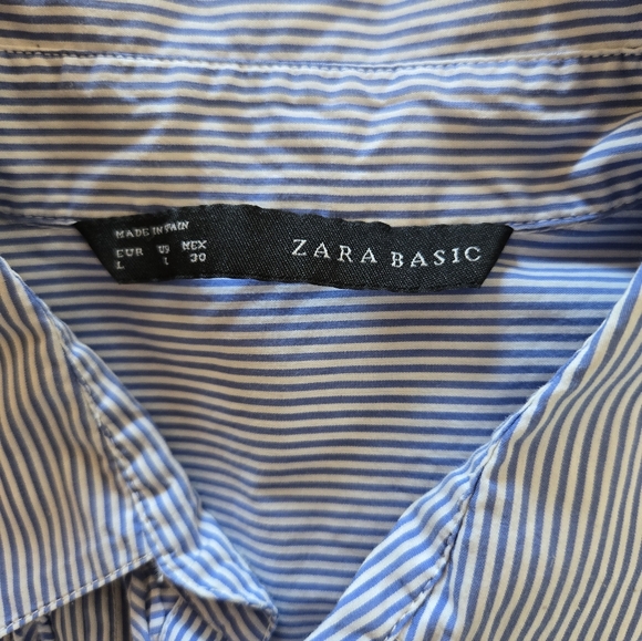 Zara | Blue Striped Women's Top, Size L (Made Small) - Picture 9 of 9